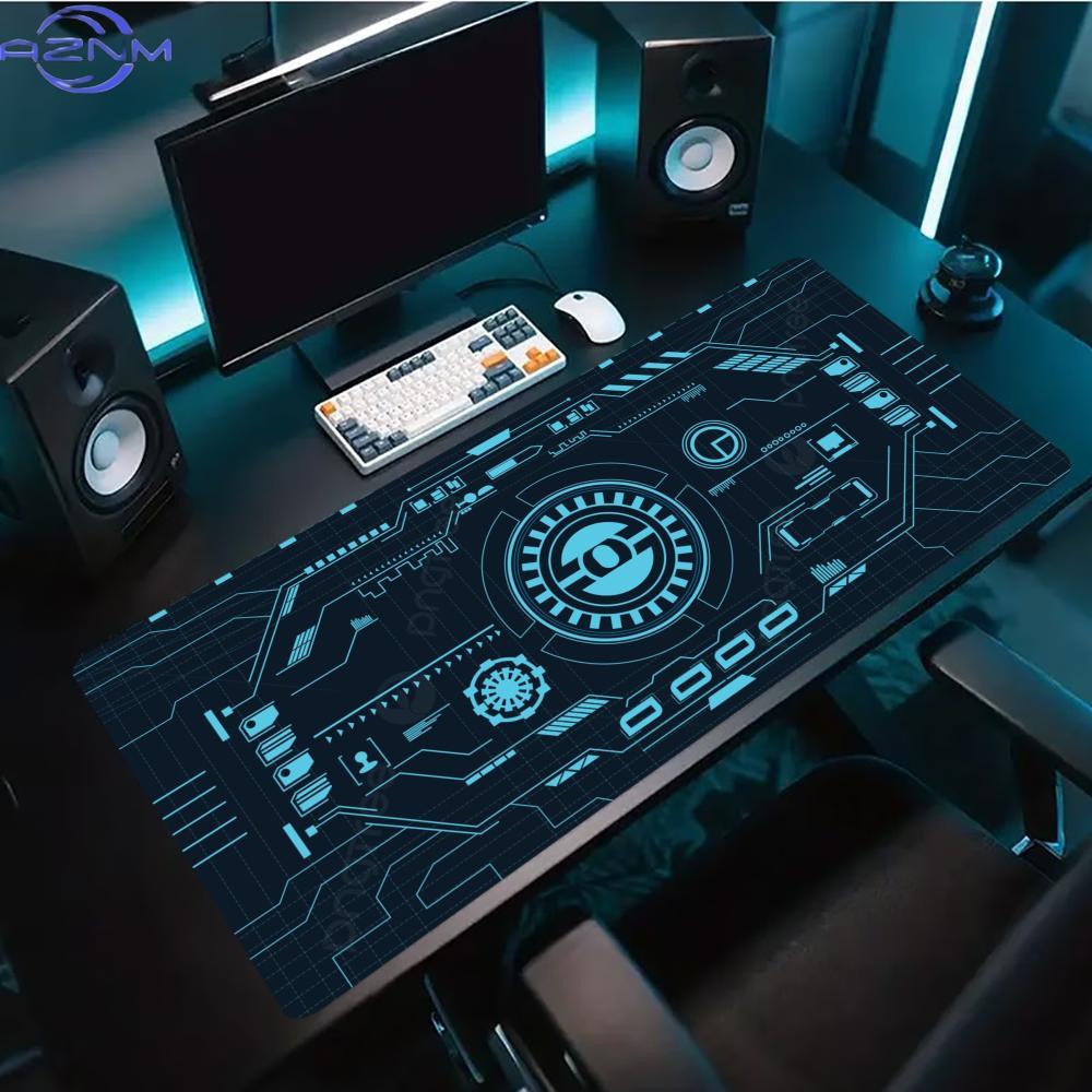 Office Print Tech - لوحة ماوس ألعاب ممتدة بلون أزرق